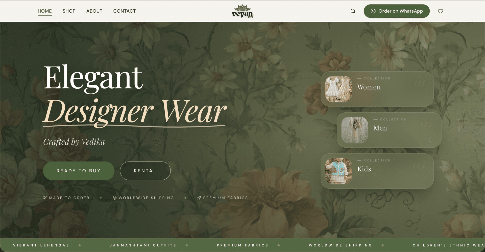 Veyan – Premium Designer Ethnic Wear Storefront screenshot 2 - Pal Pavasiya Project