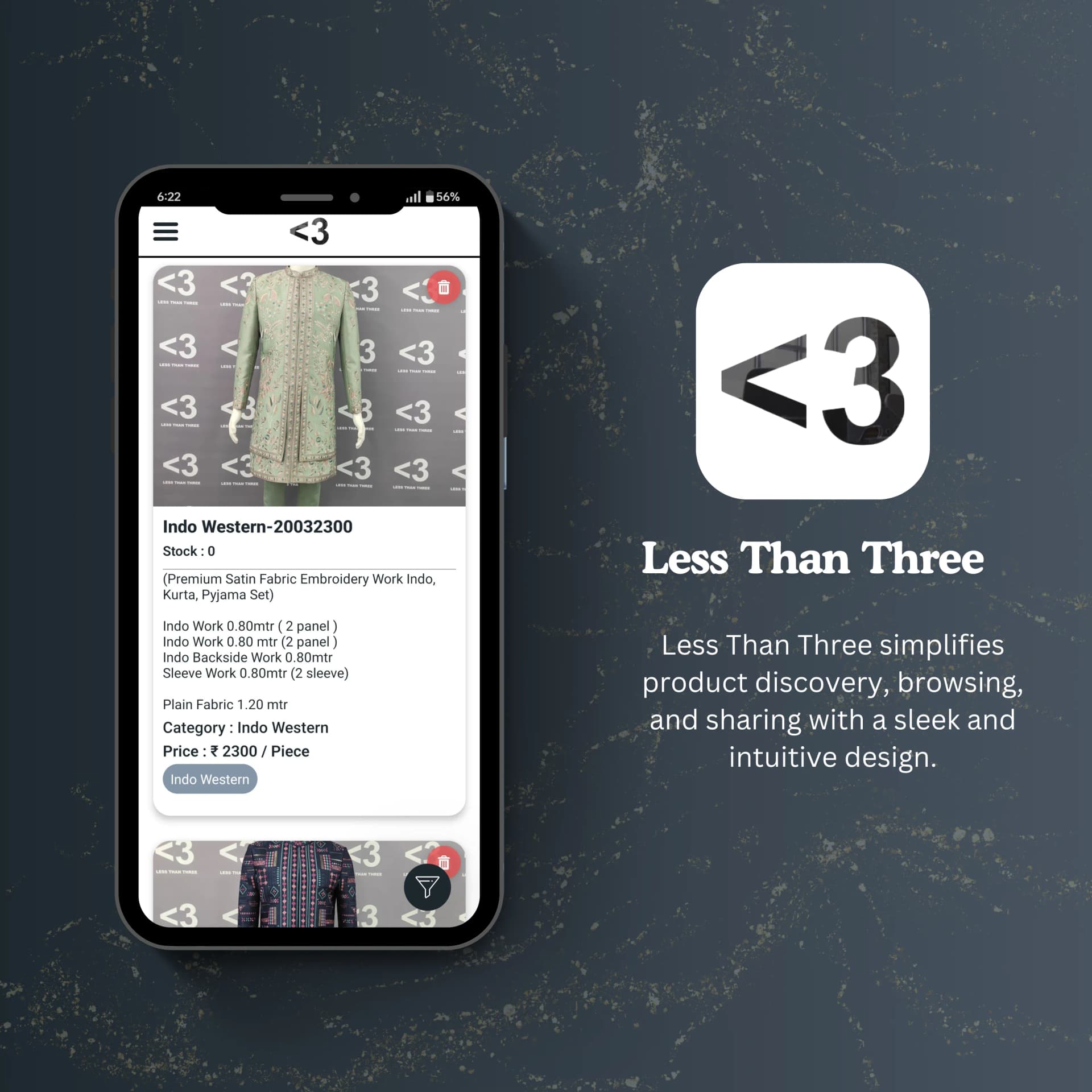 LessThanThree – Product Catalog Management Mobile App